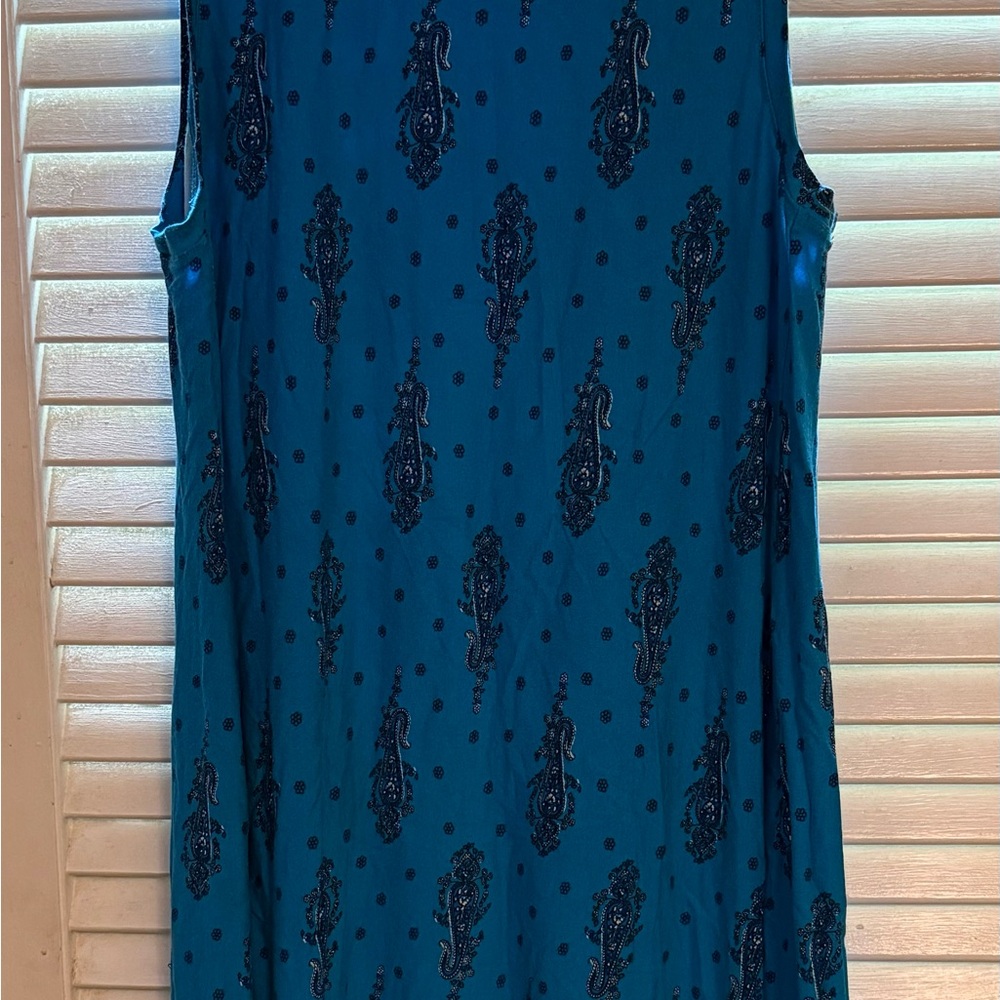 LOFT Teal Paisley Tank Top